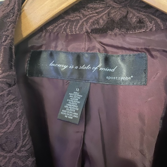 Apostrophe brocade fabric women’s wine colored blazer sz 12 - Picture 2 of 4